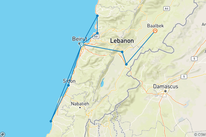 Map of Lebanon Highlights