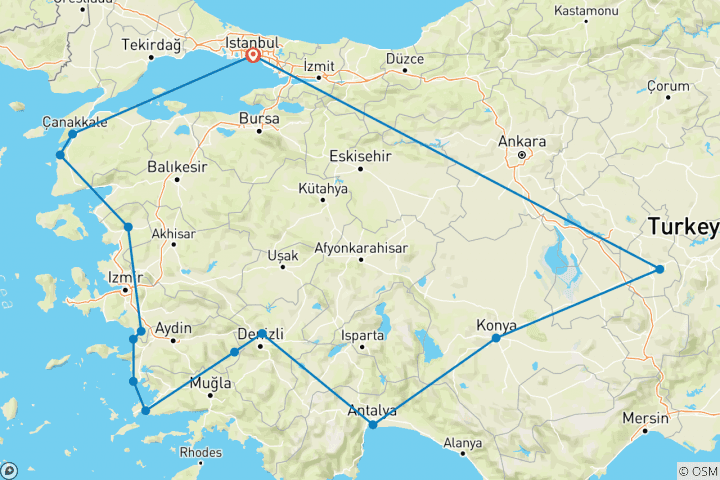 Karte von Privatreise Türkei - 15 Tage