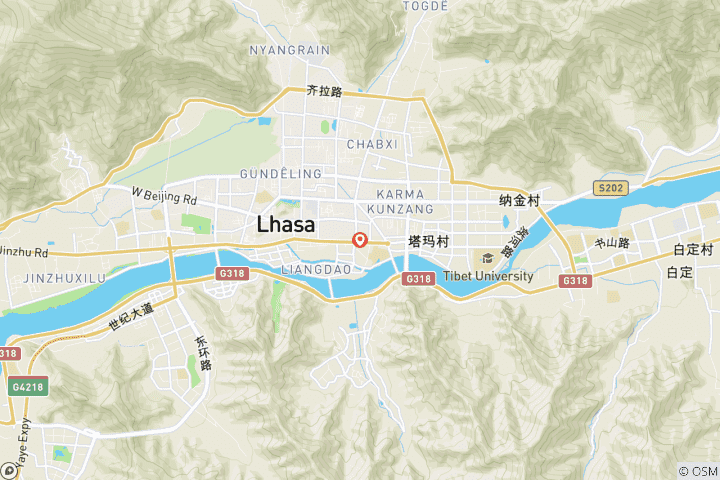 Karte von Beeindruckendes Lhasa: Potala-Palast, Jokhang-Tempel, Drepung-Kloster und Sera-Kloster - 4 Tage