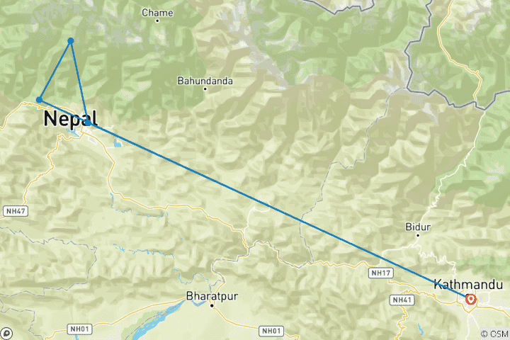 Carte du circuit Trek du Mardi Himal