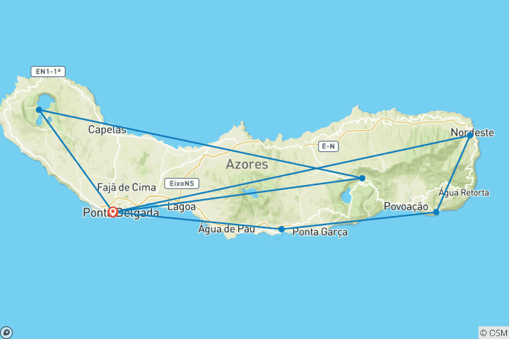 Kaart van São Miguel - een actief avontuur