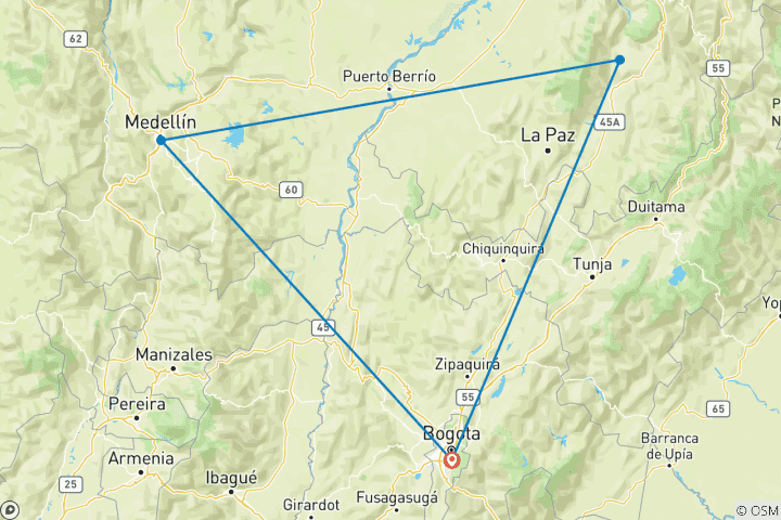 Carte du circuit Circuit familial personnalisé de 9 jours en Colombie, voiture exclusive