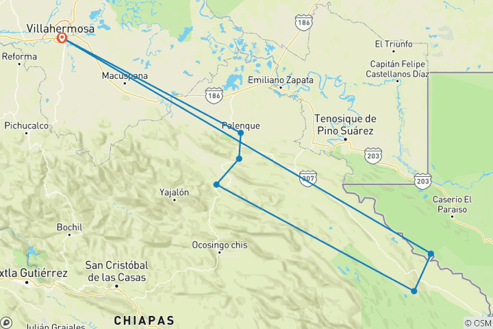 Kaart van Chiapas & Tabasco - onderdompeling in de rijke geschiedenis van twee culturen