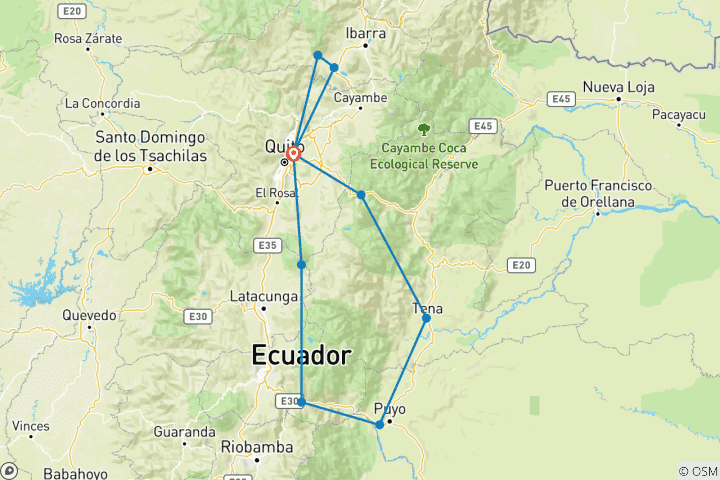 Carte du circuit Circuit actif de 8 jours en Équateur