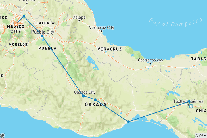 Kaart van Mexico Reissteden: Oude ruïnes, cultuur en natuurlijke wonderen