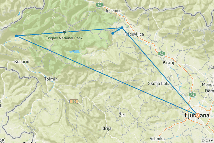 Map of Tour of Slovenia (6 destinations)