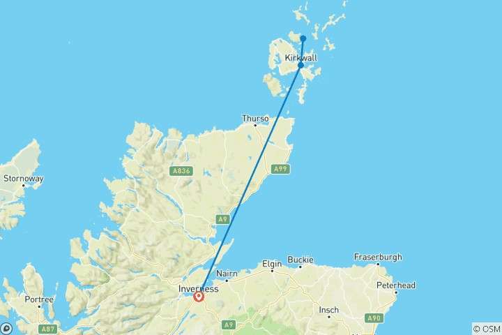 Map of Scotland's Orkney Islands (5 destinations)