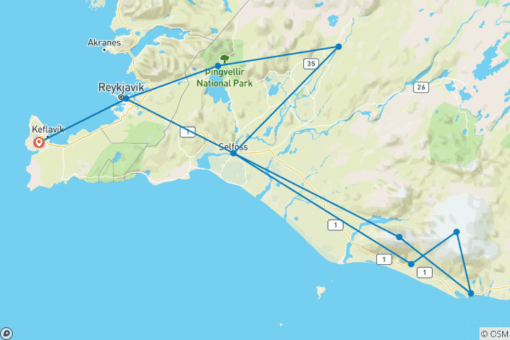 Map of Iceland Northern Lights Adventure