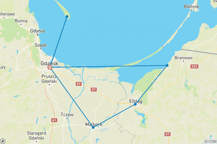 Carte du circuit Cycle Pologne - Gdansk et la côte baltique