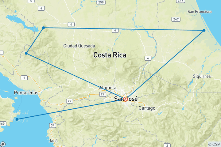 Mapa de Lo mejor de Costa Rica, en coche