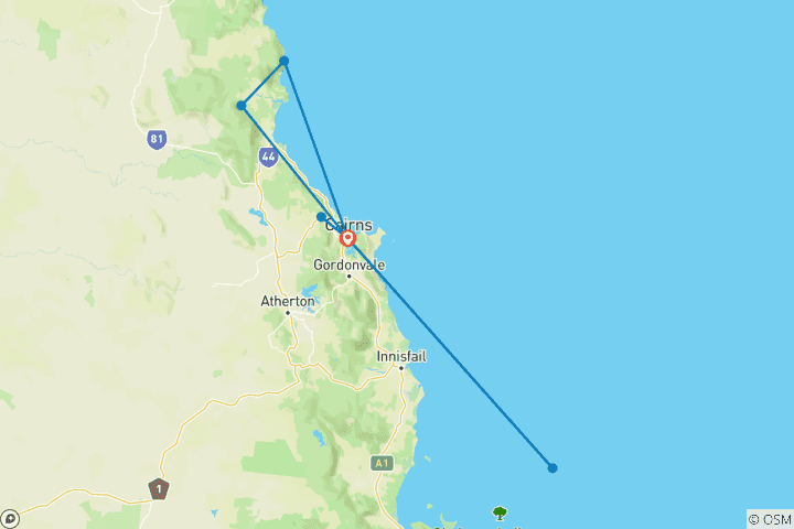 Carte du circuit 【Cairns】 Forfait évasion de 6 jours