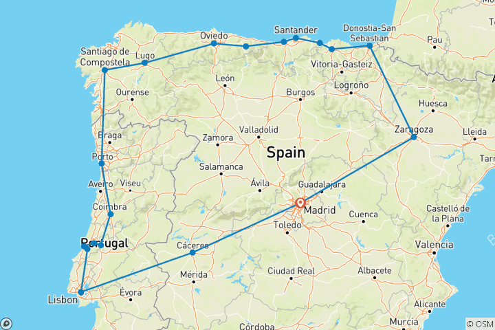 Map of Best of Northern Spain and Portugal, 16 days tour (Multi country)