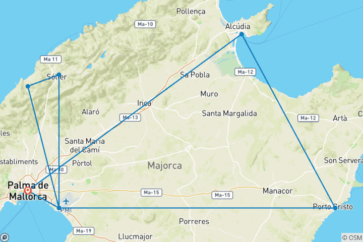 Carte du circuit Points forts de Majorque, autotour