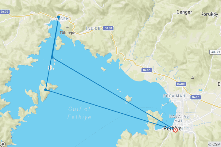 Map of Fethiye and Kekova Gulet