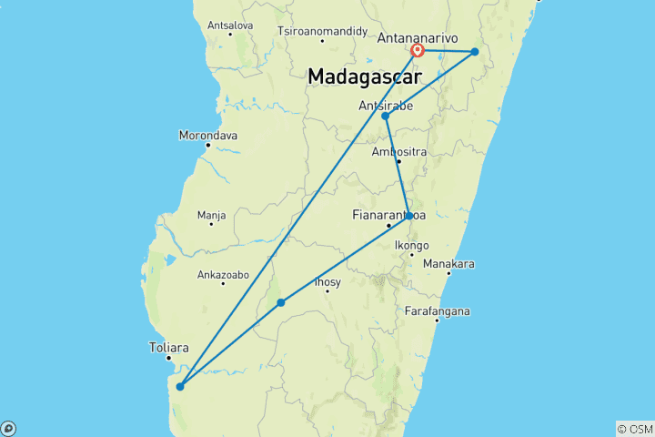 Mapa de Viaje personalizado de 14 días a lo mejor de Madagascar, salida diaria y guía y jeep privados