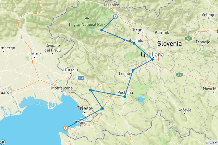 Carte du circuit Les points forts de la Slovénie