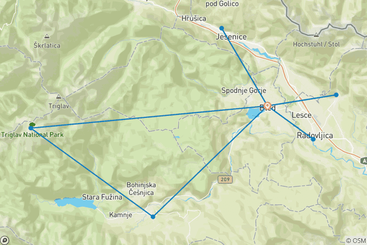 Carte du circuit Tour du lac de Bled en VTT