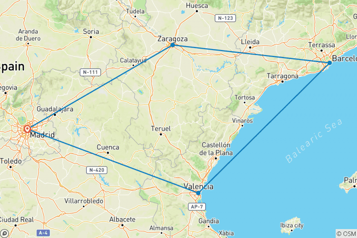 Map of Valencia & Barcelona