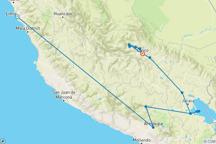 Mapa de La riqueza del sur de Perú