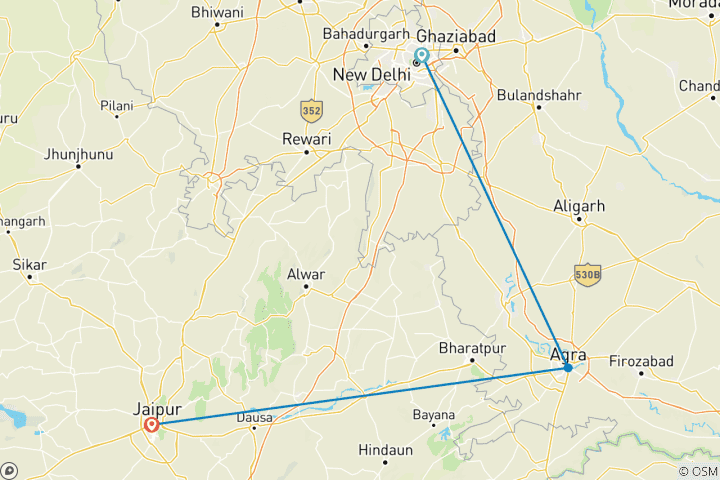 Map of Golden Triangle Express: Delhi, Agra & Jaipur in 2 Days