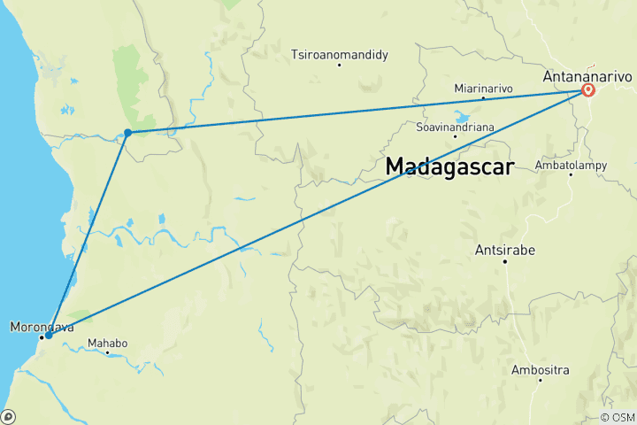 Carte du circuit 7 jours Best Price Madagascar Family Tour avec Baobabs Avenue, Daily Start