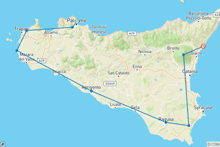 Carte du circuit La Sicile magique - 7 jours