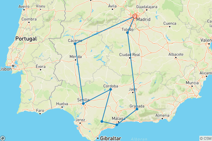 Carte du circuit Andalousie et Tolède, 6 jours