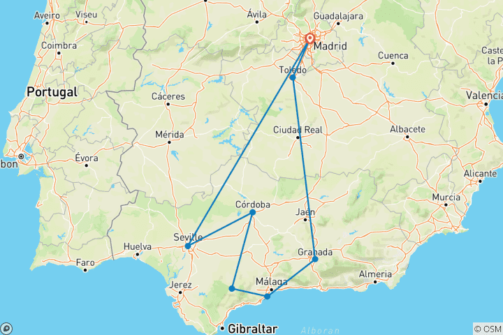 Carte du circuit Andalousie et Tolède, 6 jours