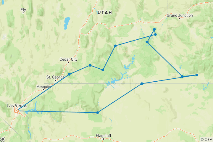 Carte du circuit Merveilles de l'Ouest américain (petits groupes)