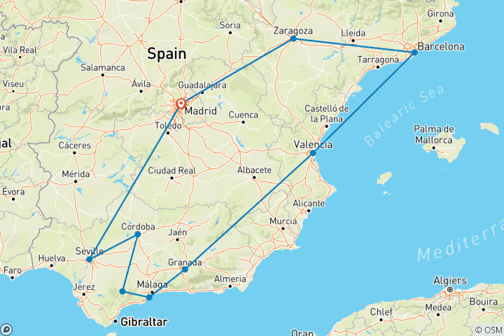 Map of Andalucia & Mediterranean Coast