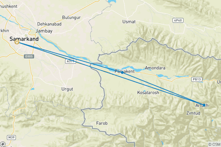 Map of Hiking tour to the Kulikalon and Alaudin lakes area