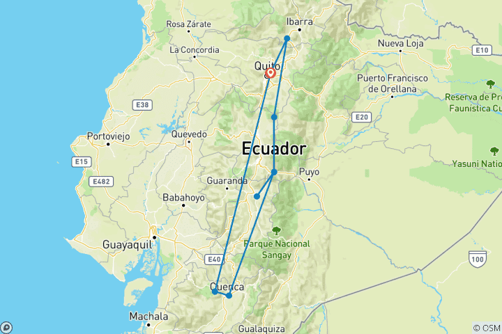 Carte du circuit Vacances sur mesure dans les hauts plateaux de l'Équateur avec départ quotidien