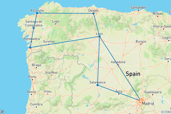 Karte von Asturien und Galicien