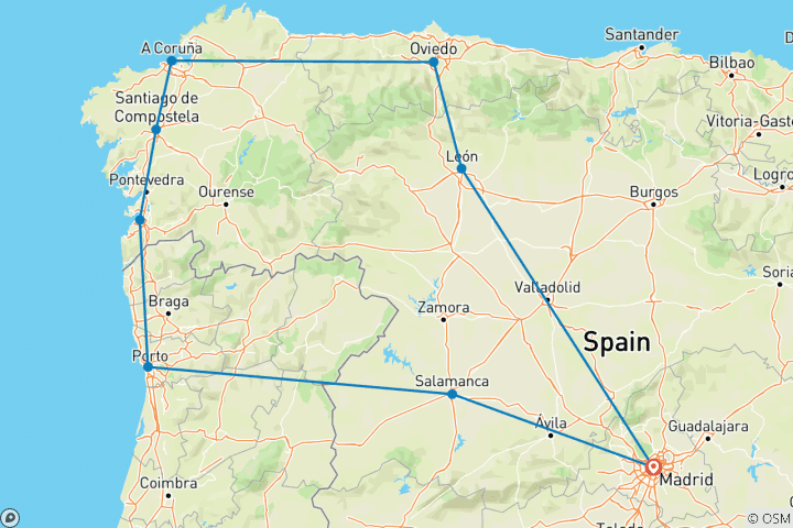 Carte du circuit Galice et nord du Portugal, 6 jours