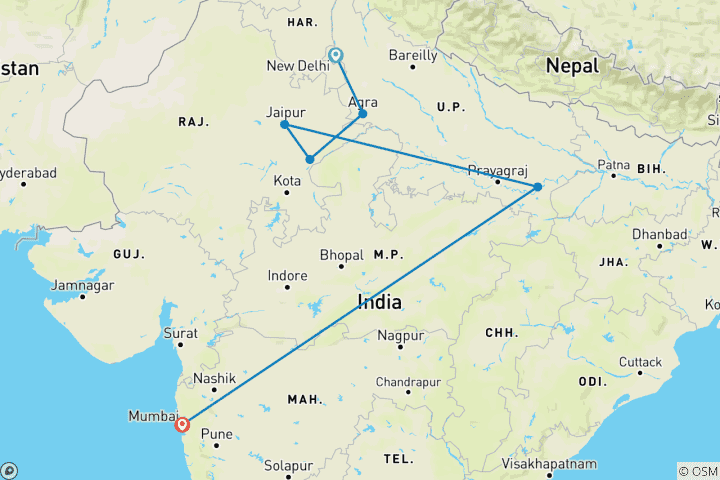 Carte du circuit L'âme de l'Inde