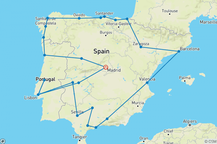 Carte du circuit Espagne et Portugal