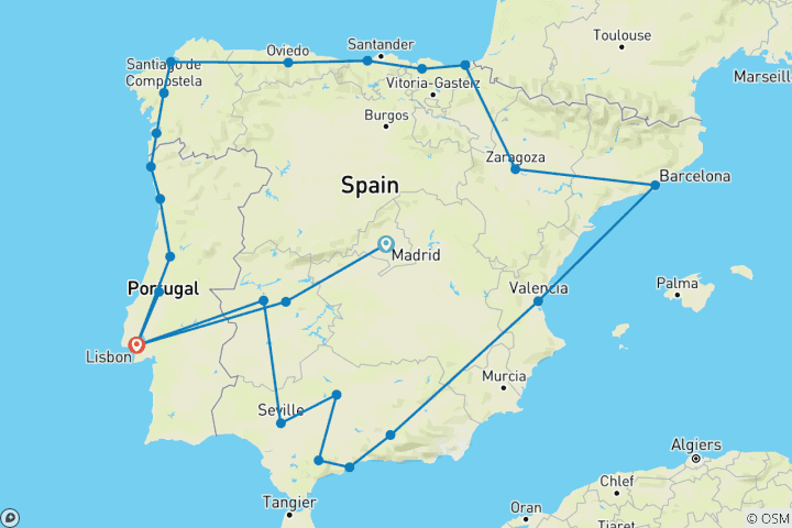 Mapa de Portugal y España