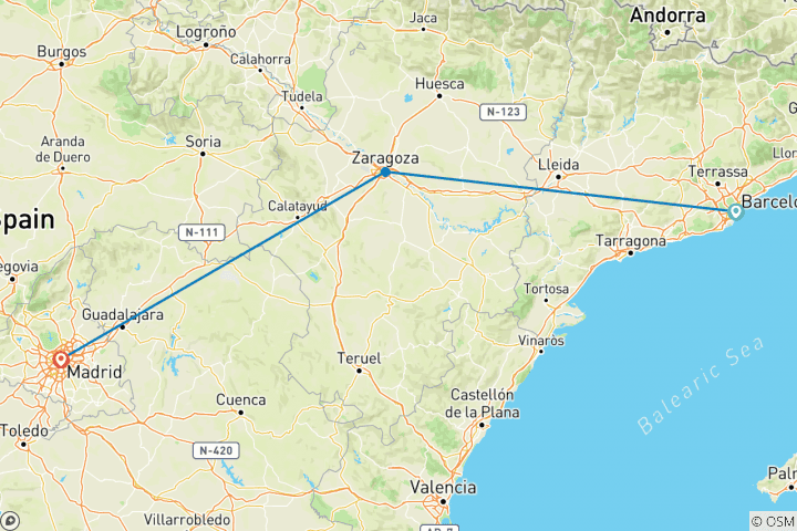 Map of From Barcelona to Madrid