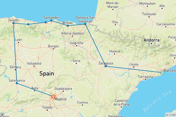 Carte du circuit L'Espagne verte au départ de Barcelone