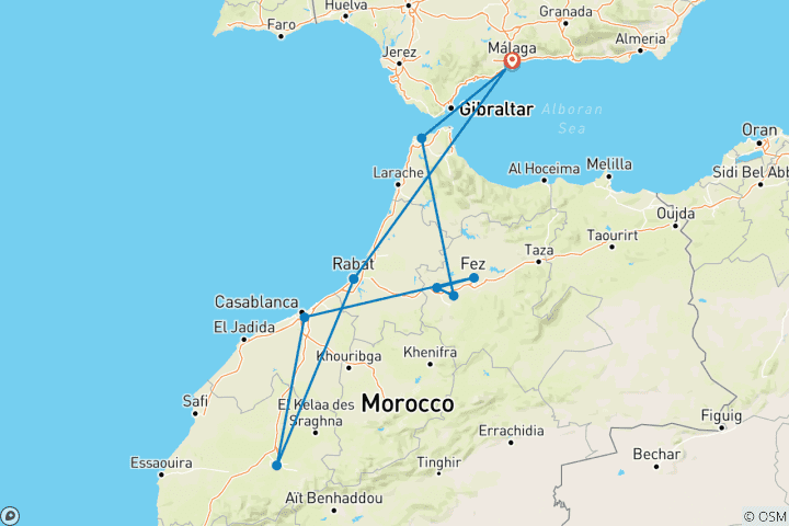 Carte du circuit Maroc les villes impériales