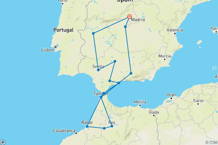 Carte du circuit Andalousie et Maroc, 10 jours