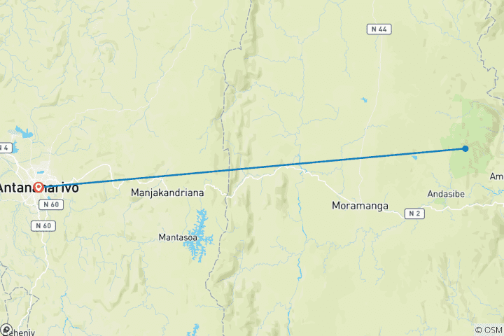 Mapa de 3 días de observación de aves en Andasibe
