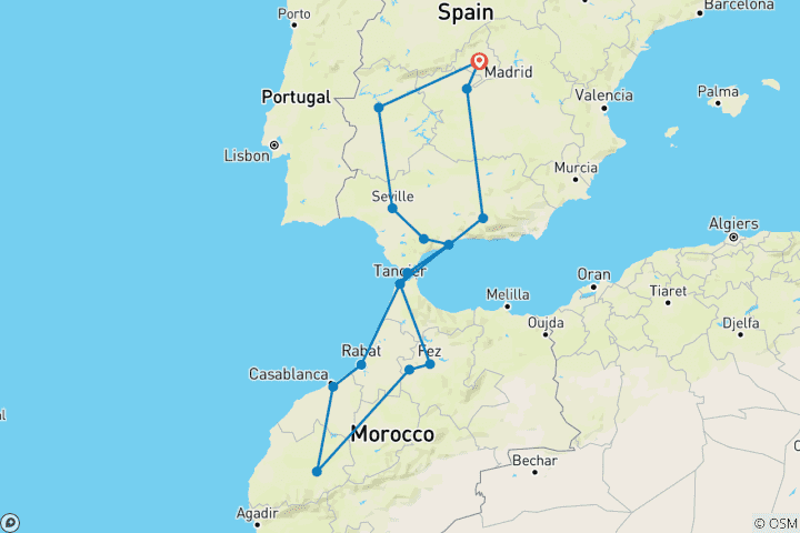 Carte du circuit Andalousie et Maroc, 12 jours le jeudi