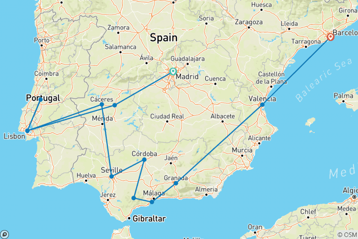 Map of Highlights of Spain and Portugal