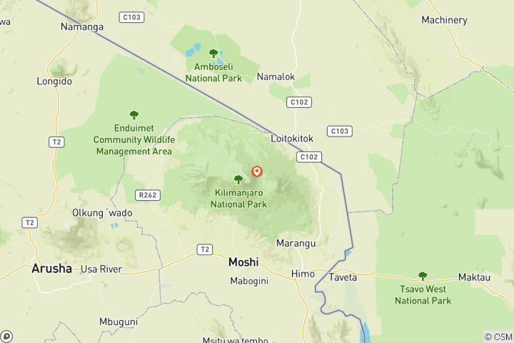 Carte du circuit Camp du Kilimandjaro sur le changement climatique : Volontariat et immersion culturelle