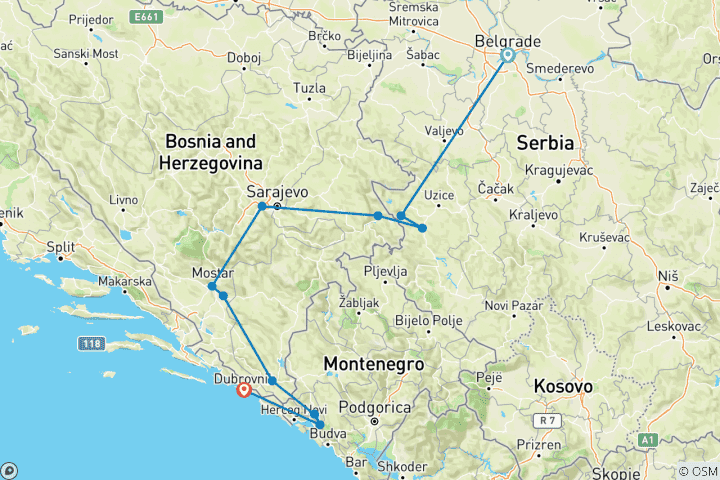 Map of Private - Balkan Essentials in 7 days