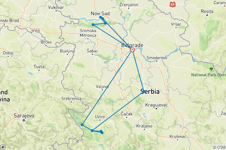 Carte du circuit Privé - Découvrez la Serbie