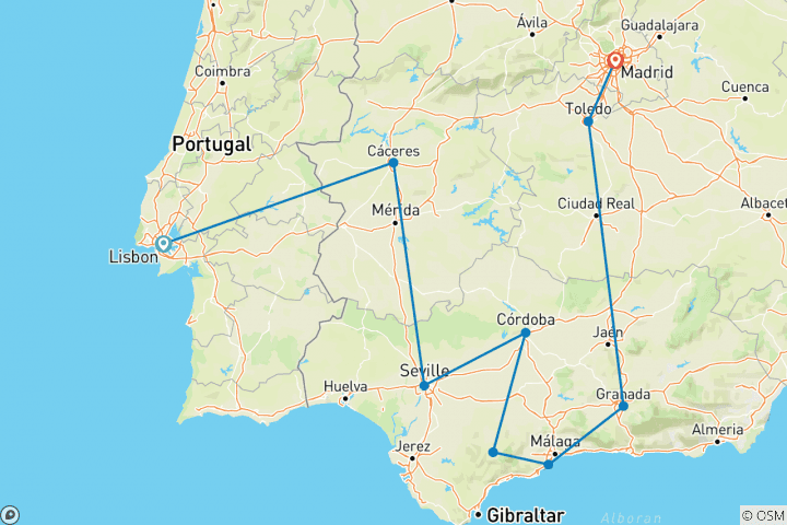 Mapa de Andalucía y Madrid