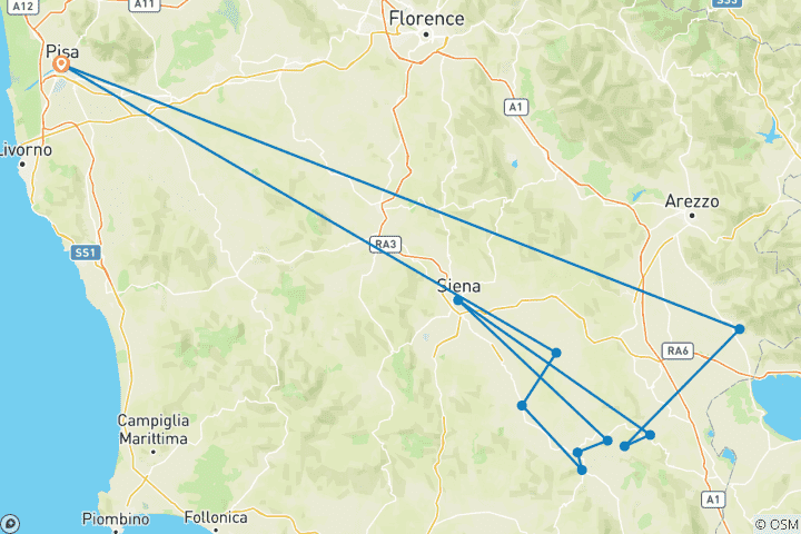 Mapa de Cieruito a pie y senderismo por la Toscana