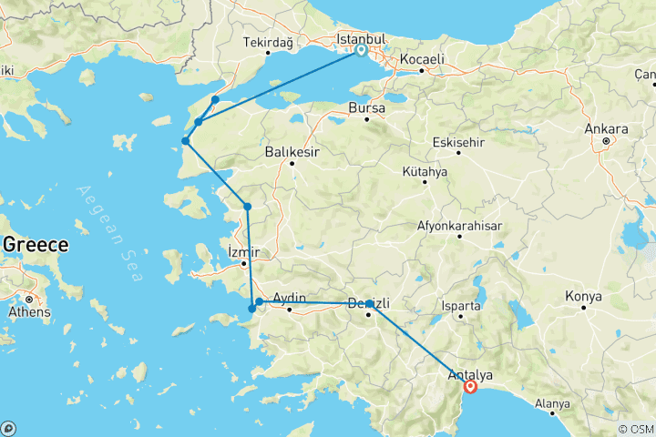 Carte du circuit Perles de Turquie - 8 jours